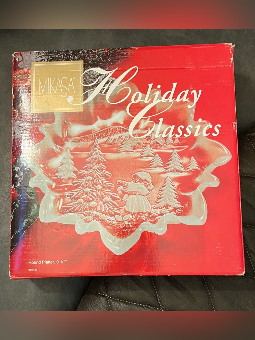 Vintage Mikasa Holiday Classics Crystal Platter 9.5"
